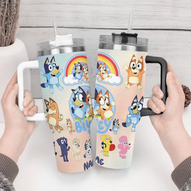 Bluey Cartoon Custom Stanley Quencher 40Oz Stainless Steel Tumbler - Image 2