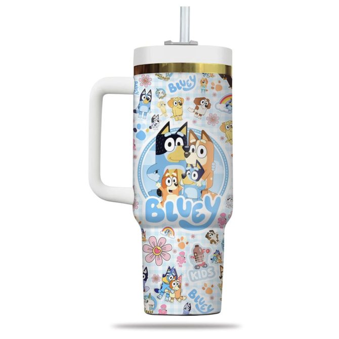 Bluey Cartoon Custom Stanley Quencher 40Oz Stainless Steel Tumbler - Image 2