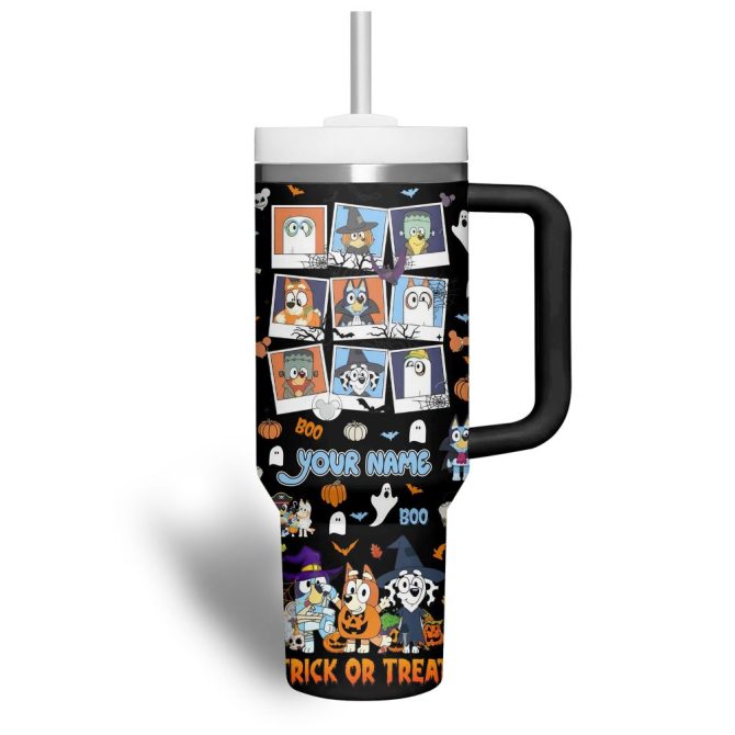 Bluey Cartoon Custom Stanley Quencher 40Oz Stainless Steel Tumbler With Handle - Image 3
