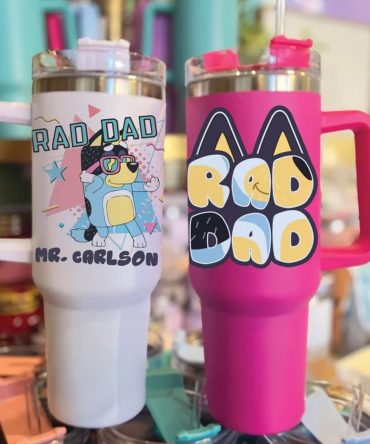 Bluey Cartoon Custom Stanley Quencher 40Oz Stainless Steel Tumbler With Handle