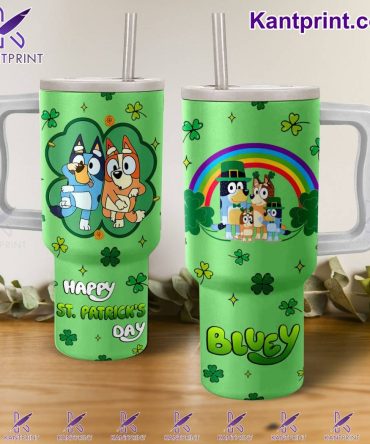 Bluey Cartoon Custom Stanley Quencher 40Oz Stainless Steel Tumbler With Handle