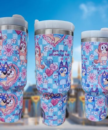 Bluey Cartoon Custom Stanley Quencher 40Oz Stainless Steel Tumbler With Handle