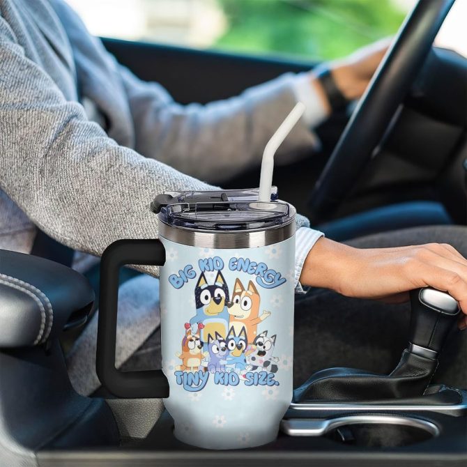 Bluey Cartoon Custom Stanley Quencher 40Oz Stainless Steel Tumbler With Handle - Image 4