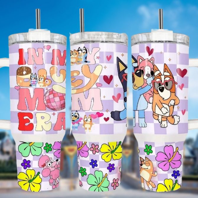 Bluey Cartoon Custom Stanley Quencher 40Oz Stainless Steel Tumbler With Handle - Image 2