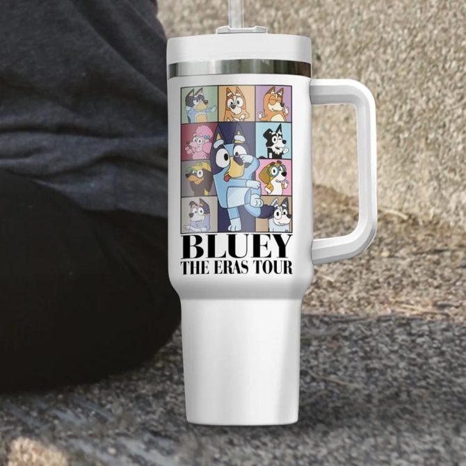 Bluey Cartoon Custom Stanley Quencher 40Oz Stainless Steel Tumbler With Handle - Image 2
