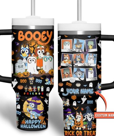 Bluey Cartoon Custom Stanley Quencher 40Oz Stainless Steel Tumbler With Handle