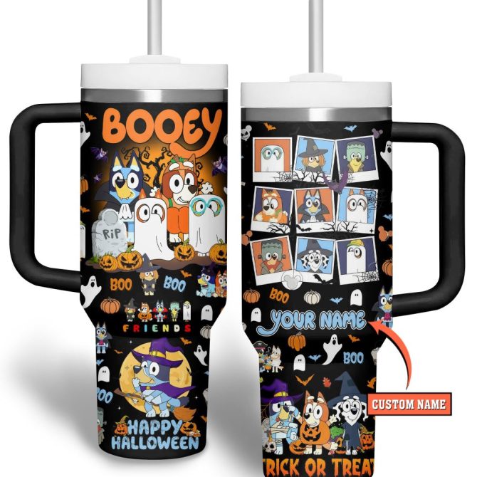 Bluey Cartoon Custom Stanley Quencher 40Oz Stainless Steel Tumbler With Handle