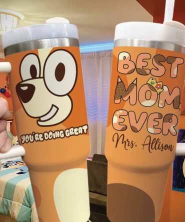 Bluey Cartoon Custom Stanley Quencher 40Oz Stainless Steel Tumbler With Handle