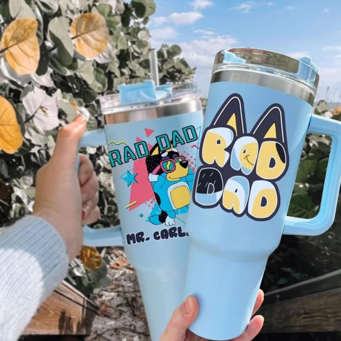 Bluey Cartoon Custom Stanley Quencher 40Oz Stainless Steel Tumbler With Handle - Image 4