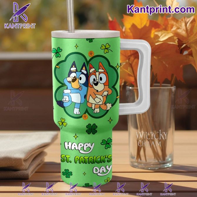 Bluey Cartoon Custom Stanley Quencher 40Oz Stainless Steel Tumbler With Handle - Image 2
