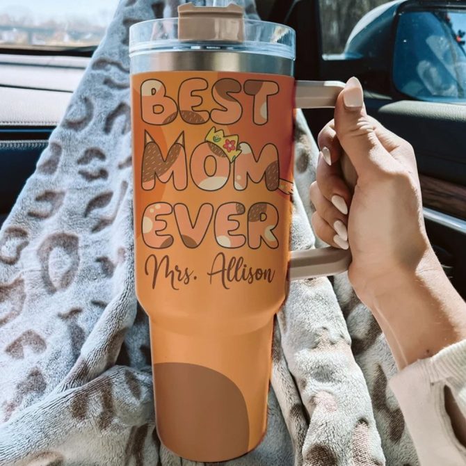 Bluey Cartoon Custom Stanley Quencher 40Oz Stainless Steel Tumbler With Handle - Image 2
