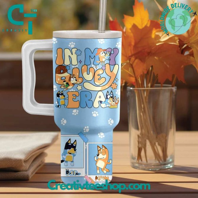 Bluey Cartoon Custom Stanley Quencher 40Oz Stainless Steel Tumbler With Handle - Image 2