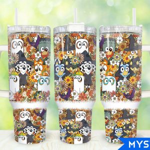 Bluey Cartoon Custom Stanley Quencher 40Oz Stainless Steel Tumbler With Handle