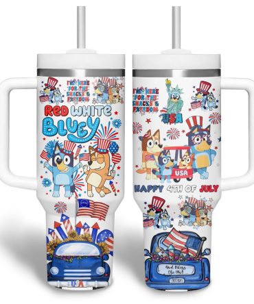Bluey Cartoon Custom Stanley Quencher 40Oz Stainless Steel Tumbler With Handle