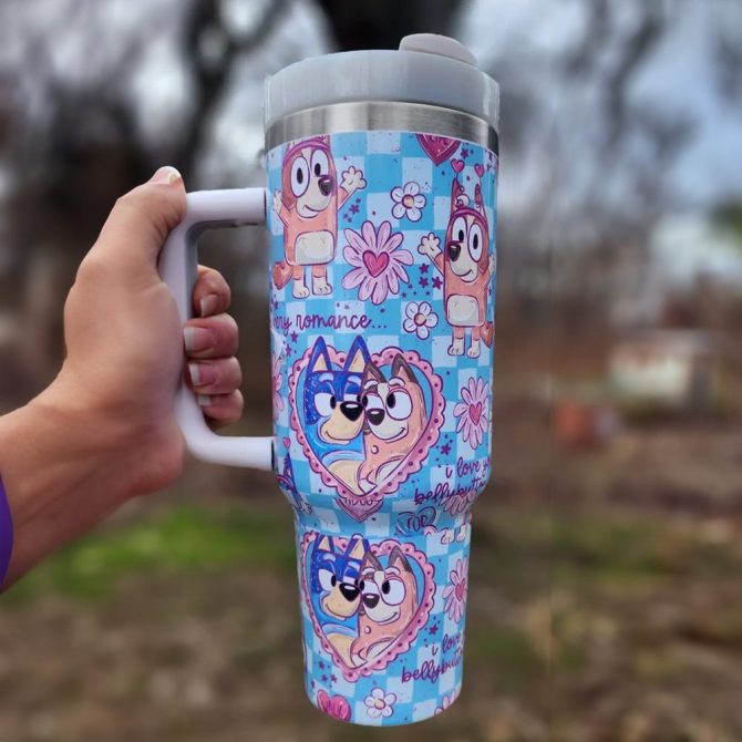 Bluey Cartoon Custom Stanley Quencher 40Oz Stainless Steel Tumbler With Handle - Image 2
