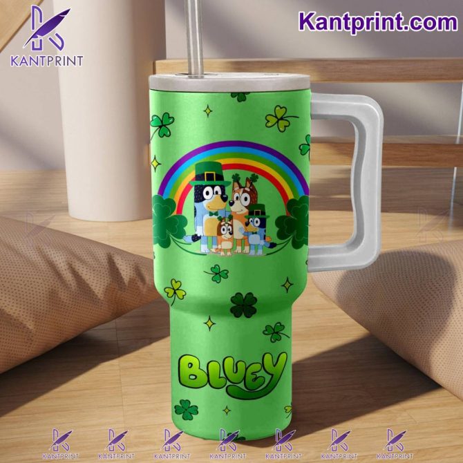 Bluey Cartoon Custom Stanley Quencher 40Oz Stainless Steel Tumbler With Handle - Image 3