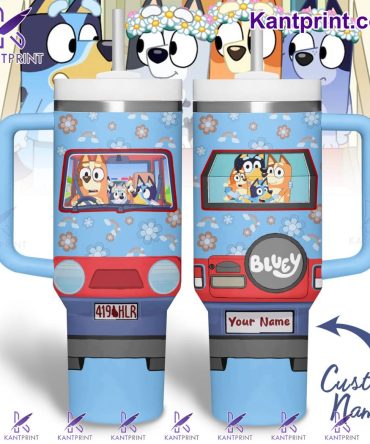 Bluey Cartoon Custom Stanley Quencher 40Oz Stainless Steel Tumbler With Handle