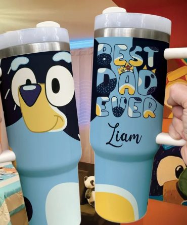 Bluey Cartoon Custom Stanley Quencher 40Oz Stainless Steel Tumbler With Handle