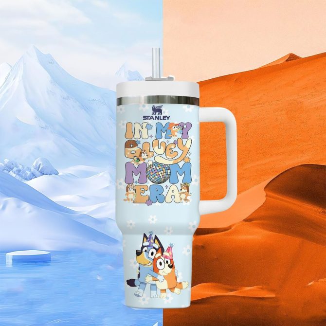Bluey Cartoon Custom Stanley Quencher 40Oz Stainless Steel Tumbler With Handle - Image 2