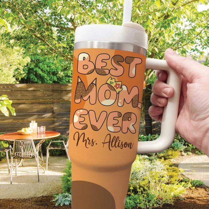 Bluey Cartoon Custom Stanley Quencher 40Oz Stainless Steel Tumbler With Handle - Image 3