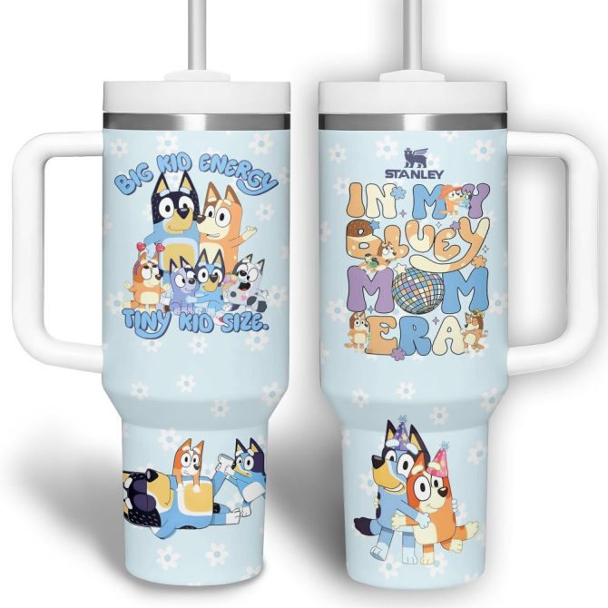 Bluey Cartoon Custom Stanley Quencher 40Oz Stainless Steel Tumbler With Handle - Image 7