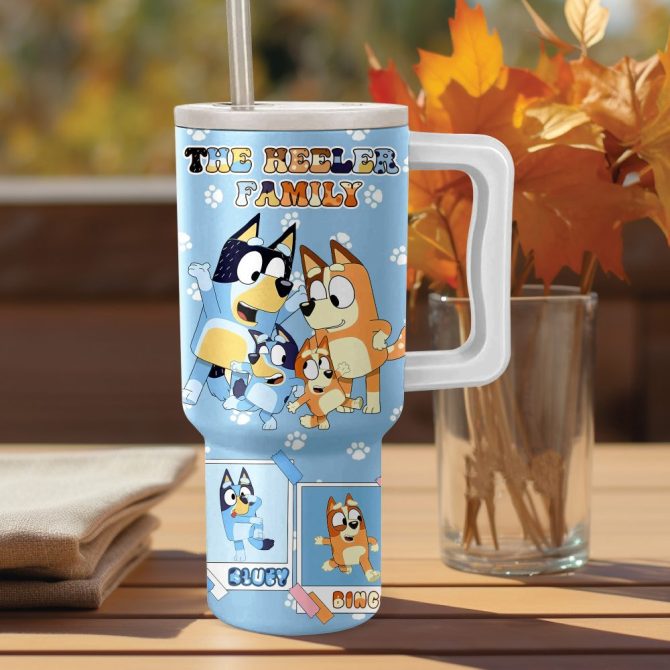 Bluey Cartoon Custom Stanley Quencher 40Oz Stainless Steel - Image 3