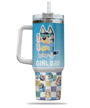 Bluey Girl Dad Cartoon Custom Stanley Quencher 40Oz Stainless Steel Tumbler
