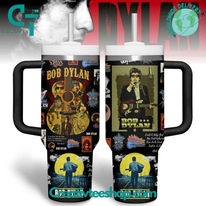 Bob Dylan Music Custom Stanley Quencher 40Oz Stainless Steel Tumbler With Handle - Image 3