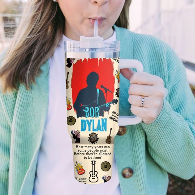 Bob Dylan Music Custom Stanley Quencher 40Oz Stainless Steel Tumbler With Handle - Image 5