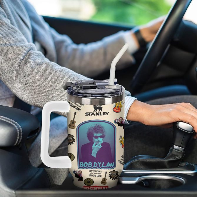 Bob Dylan Music Custom Stanley Quencher 40Oz Stainless Steel Tumbler With Handle - Image 4