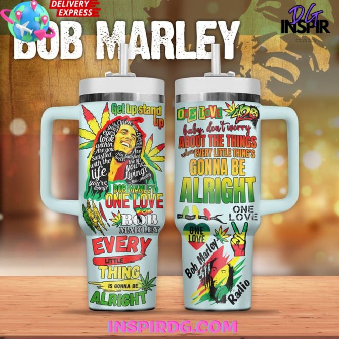 Bob Marley Music Custom Stanley Quencher 40Oz Stainless Steel Tumbler