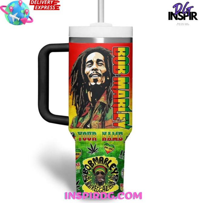 Bob Marley Music Custom Stanley Quencher 40Oz Stainless Steel Tumbler - Image 2