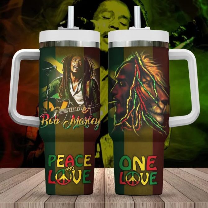 Bob Marley Music Custom Stanley Quencher 40Oz Stainless Steel Tumbler