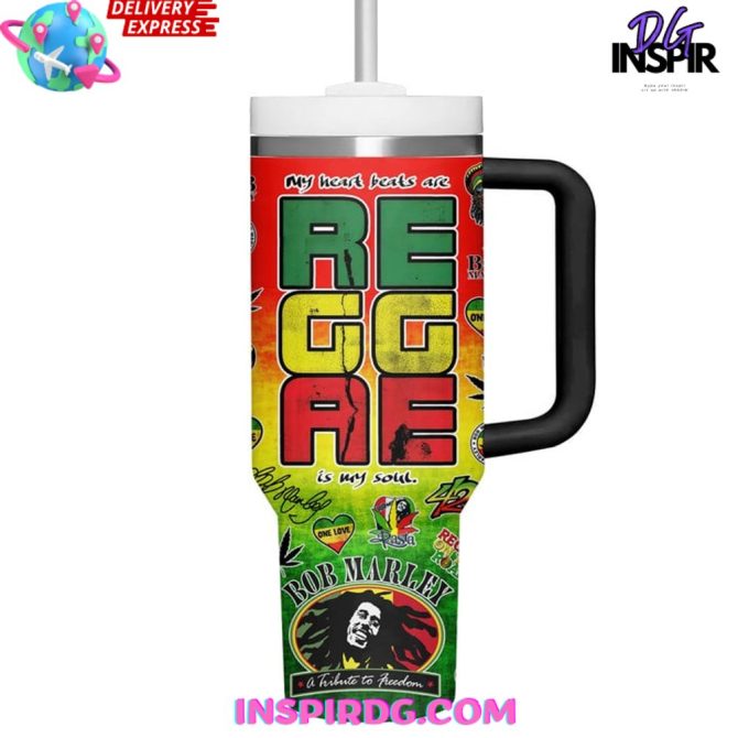 Bob Marley Music Custom Stanley Quencher 40Oz Stainless Steel Tumbler - Image 3