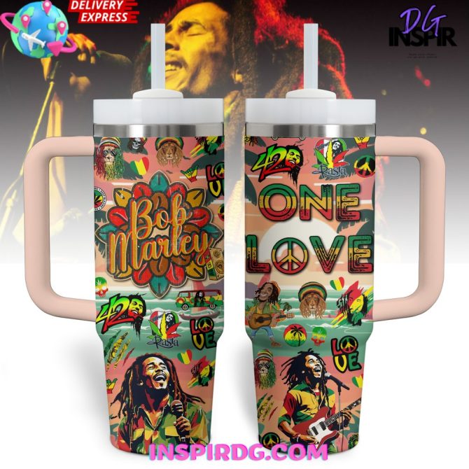 Bob Marley Music Custom Stanley Quencher 40Oz Stainless Steel Tumbler