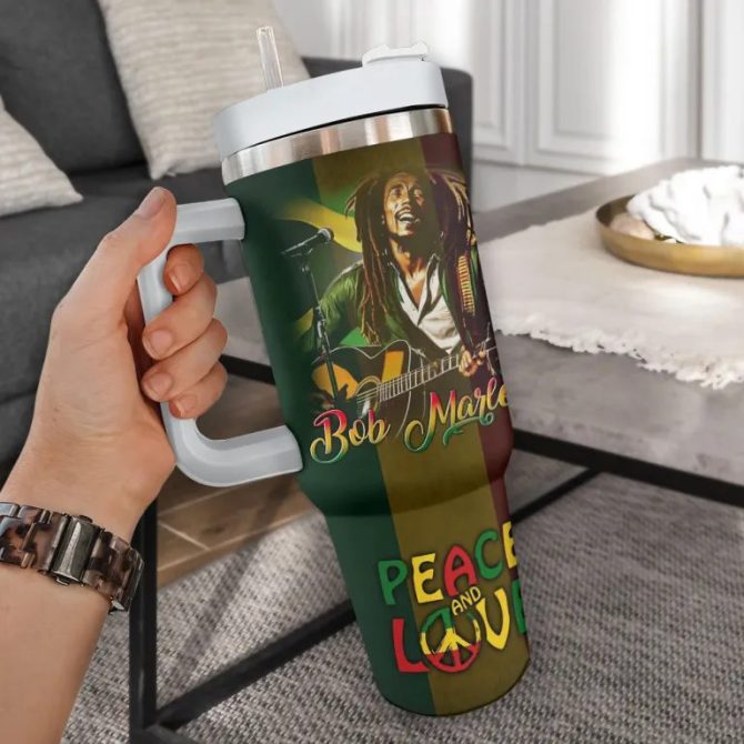 Bob Marley Music Custom Stanley Quencher 40Oz Stainless Steel Tumbler - Image 2