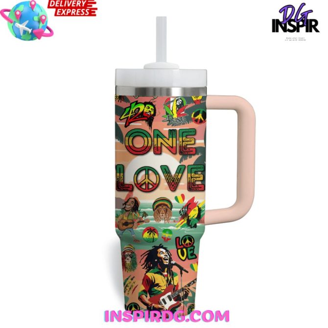 Bob Marley Music Custom Stanley Quencher 40Oz Stainless Steel Tumbler - Image 3