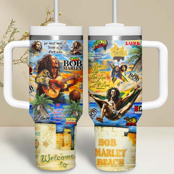 Bob Marley Music Custom Stanley Quencher 40Oz Stainless Steel Tumbler - Image 5