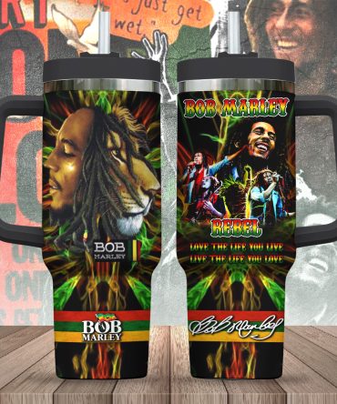Bob Marley Music Custom Stanley Quencher 40Oz Stainless Steel Tumbler With Handle