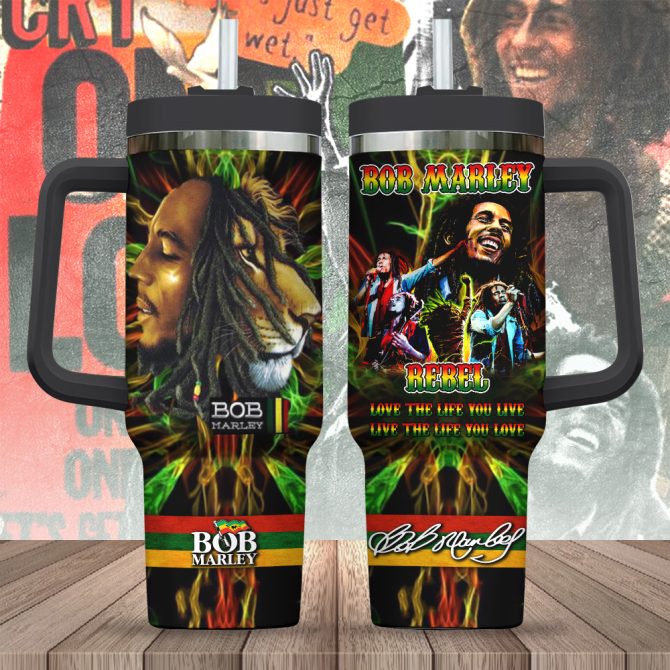 Bob Marley Music Custom Stanley Quencher 40Oz Stainless Steel Tumbler With Handle