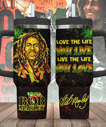 Bob Marley Music Custom Stanley Quencher 40Oz Stainless Steel Tumbler With Handle