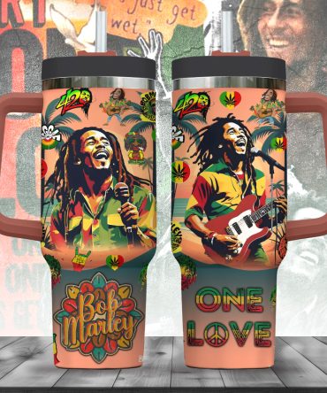 Bob Marley Music Custom Stanley Quencher 40Oz Stainless Steel Tumbler With Handle