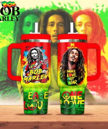 Bob Marley Music Custom Stanley Quencher 40Oz Stainless Steel Tumbler With Handle