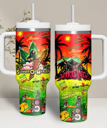 Bob Marley Music Custom Stanley Quencher 40Oz Stainless Steel Tumbler With Handle