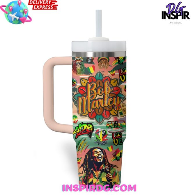 Bob Marley Music Custom Stanley Quencher 40Oz Stainless Steel Tumbler - Image 4
