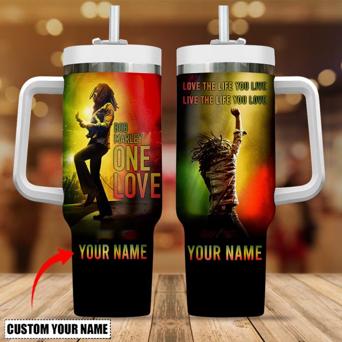 Bob Marley One Love Love The Life You Live Music Custom Stanley Quencher 40Oz Stainless Steel Tumbler