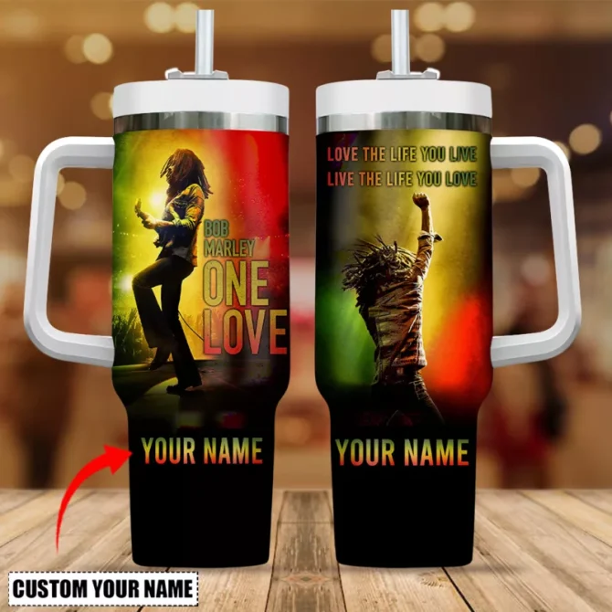 Bob Marley One Love Love The Life You Live Music Custom Stanley Quencher 40Oz Stainless Steel Tumbler - Image 6