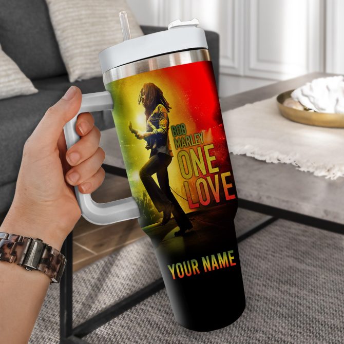 Bob Marley One Love Love The Life You Live Music Custom Stanley Quencher 40Oz Stainless Steel Tumbler - Image 2