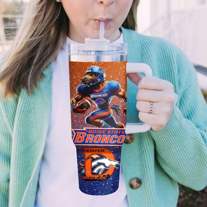 Boise State Broncos Ncaa Sports Custom Stanley Quencher 40Oz Stainless Steel Tumbler With Handle