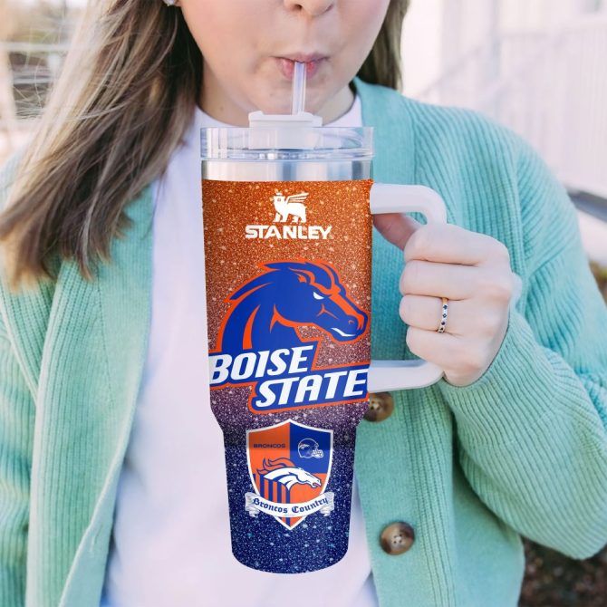 Boise State Broncos Ncaa Sports Custom Stanley Quencher 40Oz Stainless Steel Tumbler With Handle - Image 3